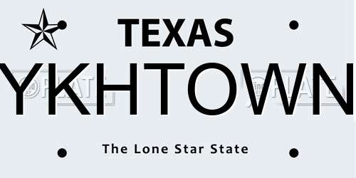 YKHTOWN Texas License Plate