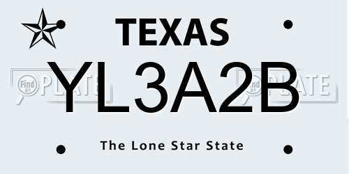 YL3A2B Texas License Plate