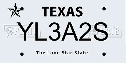 YL3A2S Texas License Plate