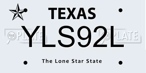 YLS92L Texas License Plate