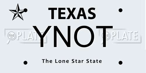 YNOT Texas License Plate