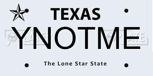 YNOTME Texas License Plate