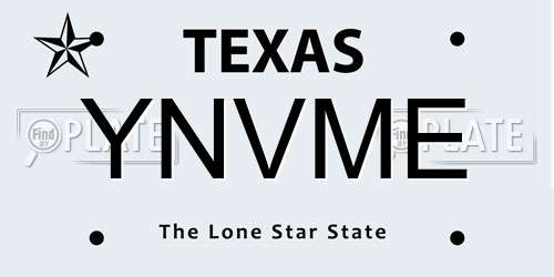 YNVME Texas License Plate