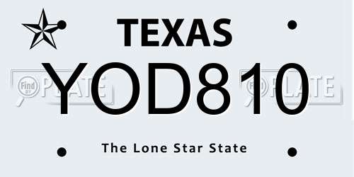YOD810 Texas License Plate