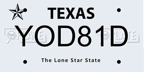 YOD81D Texas License Plate
