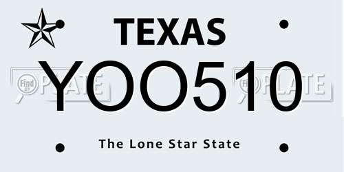 YOO510 Texas License Plate