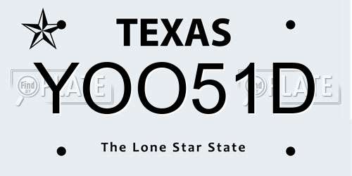 YOO51D Texas License Plate