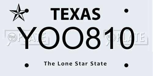 YOO810 Texas License Plate