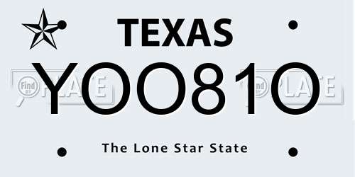 YOO81O Texas License Plate