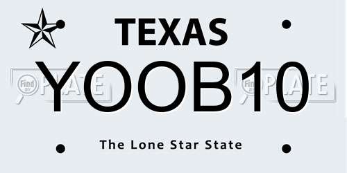 YOOB10 Texas License Plate