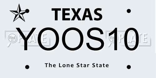 YOOS10 Texas License Plate