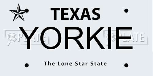 YORKIE Texas License Plate