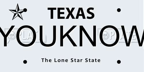 YOUKNOW Texas License Plate