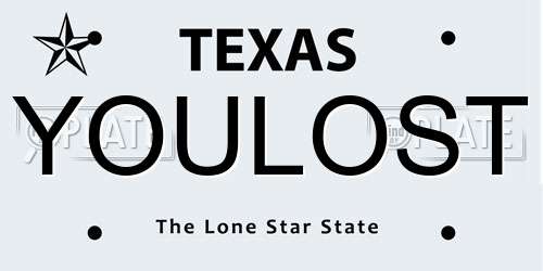 YOULOST Texas License Plate