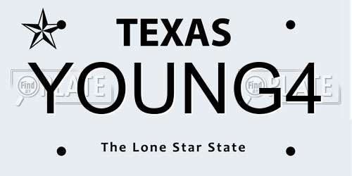 YOUNG4 Texas License Plate