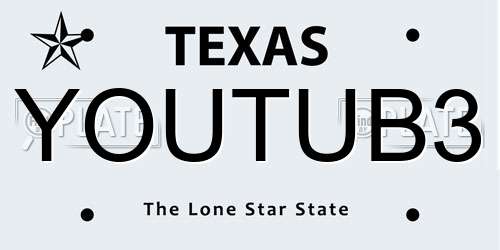 YOUTUB3 Texas License Plate