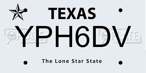 YPH6DV Texas License Plate