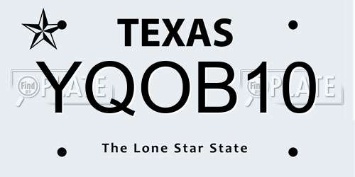 YQOB10 Texas License Plate