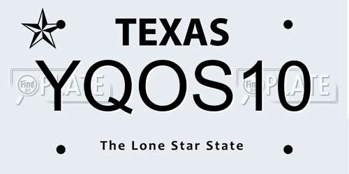 YQOS10 Texas License Plate