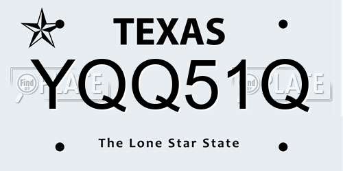 YQQ51Q Texas License Plate