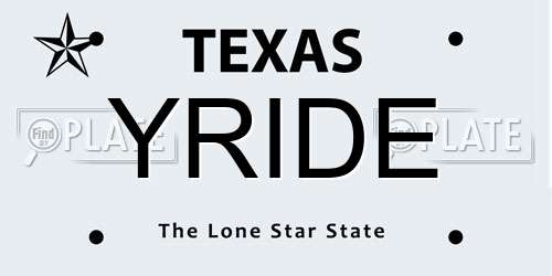 YRIDE Texas License Plate