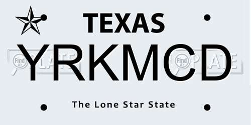 YRKMCD Texas License Plate