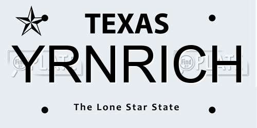 YRNRICH Texas License Plate