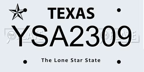 YSA2309 Texas License Plate