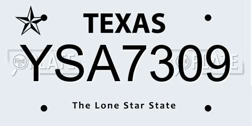 YSA7309 Texas License Plate