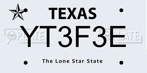 YT3F3E Texas License Plate