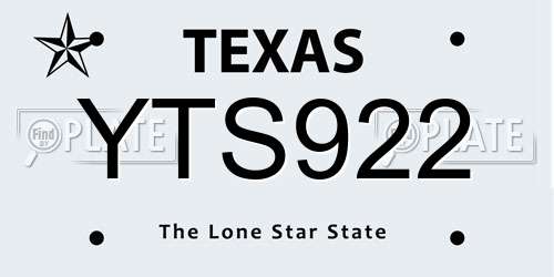 YTS922 Texas License Plate