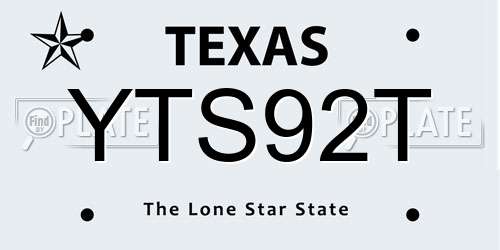 YTS92T Texas License Plate