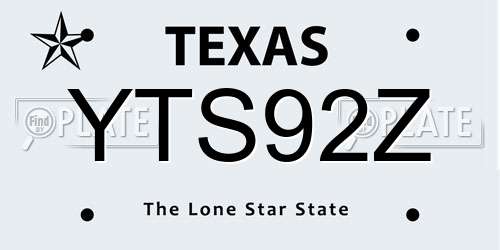 YTS92Z Texas License Plate