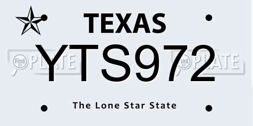 YTS972 Texas License Plate