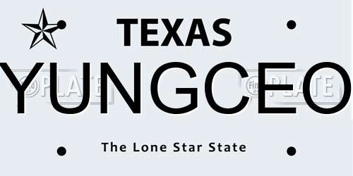 YUNGCEO Texas License Plate