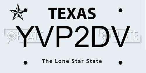 YVP2DV Texas License Plate