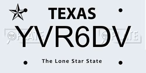 YVR6DV Texas License Plate