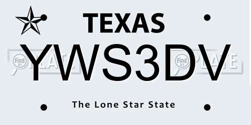 YWS3DV Texas License Plate