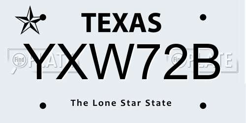 YXW72B Texas License Plate