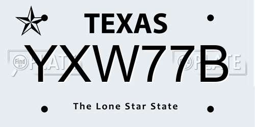YXW77B Texas License Plate