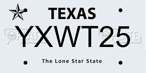 YXWT25 Texas License Plate