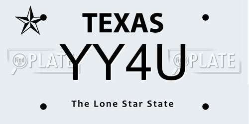 YY4U Texas License Plate