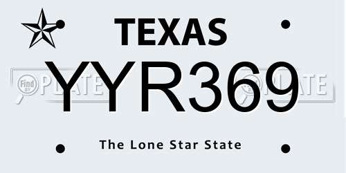 YYR369 Texas License Plate