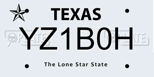 YZ1B0H Texas License Plate
