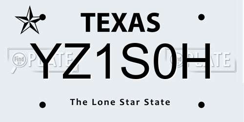 YZ1S0H Texas License Plate