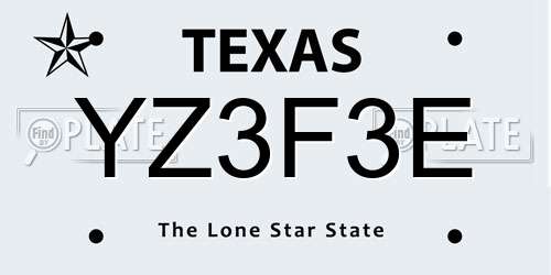 YZ3F3E Texas License Plate