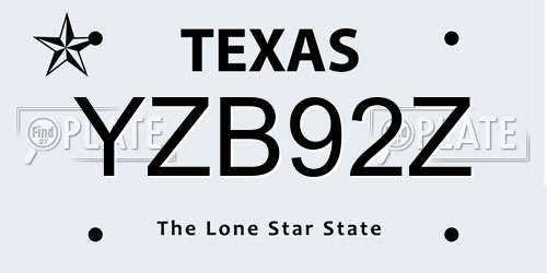 YZB92Z Texas License Plate