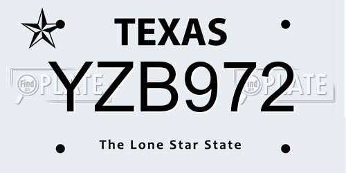 YZB972 Texas License Plate
