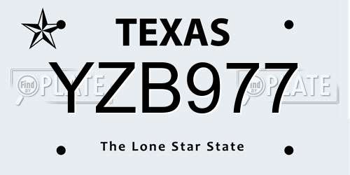YZB977 Texas License Plate