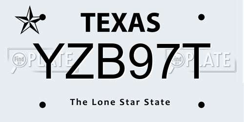 YZB97T Texas License Plate